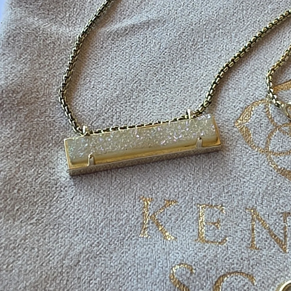 Kendra‎ Scott Leanore Gold Drusy Slider Bar Necklace